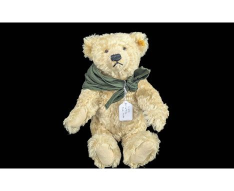 Steiff ' Growler ' Teddy bear with Silk Scarf. Good Condition Throughout. Approx Height 16 Inches. 