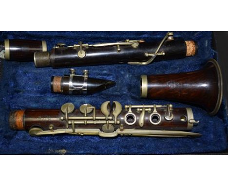 French rosewood clarinet, marked - Cabart a Paris, cased.