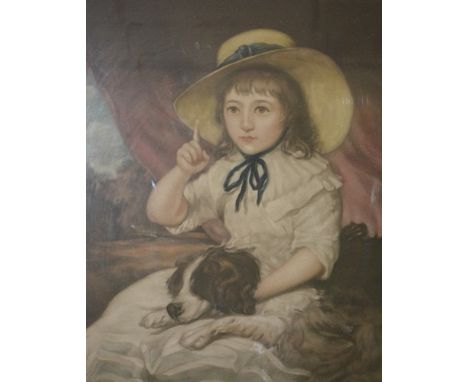 W Howard Robinson, head and shoulders portrait of lady, pastel, signed, oval, 54cm x 44xcm and a mezzotint after Elisha Hayne