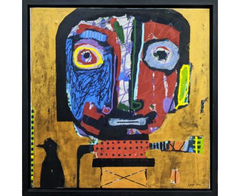 ILANA GAL (Born Israel 1968) "Portrait 2014", acrylic on canvas, framed, 87.2cm x 87.2cm. Framed. 