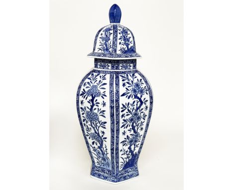 TEMPLE VASE, Chinese blue and white ceramic, 62cm H. 