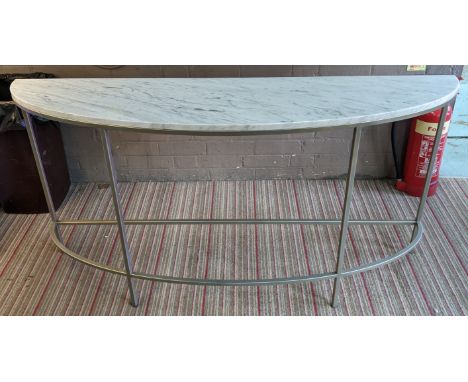 TOM FAULKNER MADISON DEMI LUNE CONSOLE TABLE, marble top, 145cm x 35cm x 75cm. 