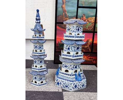 PAOLO MOSCHINO PAGODA TOWER, blue and white ceramic, 118cm H. 