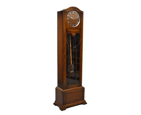 1930s period oak longcase clock, triple weight driven movement, 192cm high