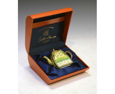 Charlotte Divita enamel teapot, 9cm high (boxed)
