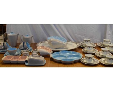 Quantity of Poole Pottery twin tone tablewares, Phoenix tea wares, etc.