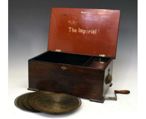 The Imperial polyphon music box, with seven 9-inch discs, the box 43.5cm wide 