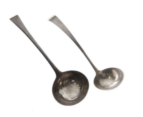 George III silver sauce ladle, London 1826, together with a Scottish silver toddy ladle, 70 grams approx (2)