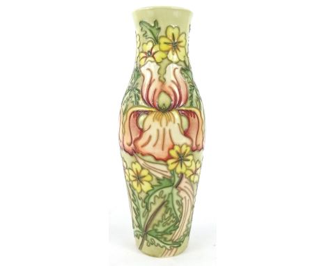 A Moorcroft flower design vase for the May 1999 Open Weekend, decorated with orchids, flowers, leaves etc ., on a cream and g