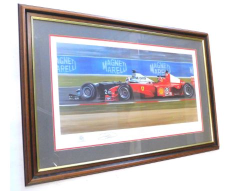 Gerald Coulson.  Au Revoir, featuring David Coulthard and Michael Schumacher, artist signed limited edition print, signed by 