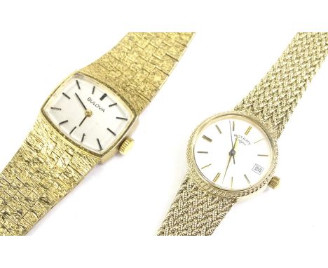 Two ladies wristwatches, to include a Bulova gold plated ladies wristwatch, and a Rotary gold plated ladies wristwatch, boxed