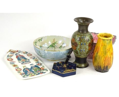 A collection of ceramics, to include a Carltonware pen holder, Wardle bowl, Gouda vase, Carltonware lustre bowl decorated wit