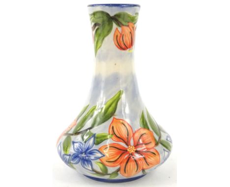 A Cobridge stoneware Mexican Orange Blossom pattern vase, designed by Nicola Slaney, sgraffito by Rebecca Smith and decorated