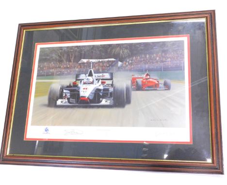 Gerald Coulson.  The Flying Scotsman, artist signed limited edition print, also signed by David Coulthard, no. 24/750, 38cm x