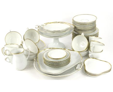 A B. and G. Danish porcelain part tea and dessert service, etc., each in white with a scaled border, in the manner of Royal C