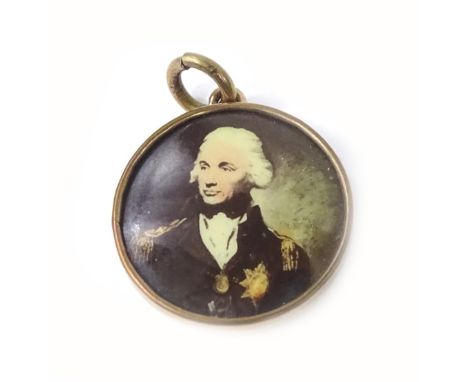 A portrait pendant of Admiral Lord Horatio Nelson, in a gilt metal setting, 2cm W.