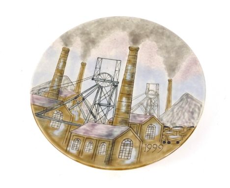 A Cobridge stoneware Sneyd Colliery plate, designed by Philip Gibson, sgraffito Paul Stanway and paintress Sarah Thursfield, 