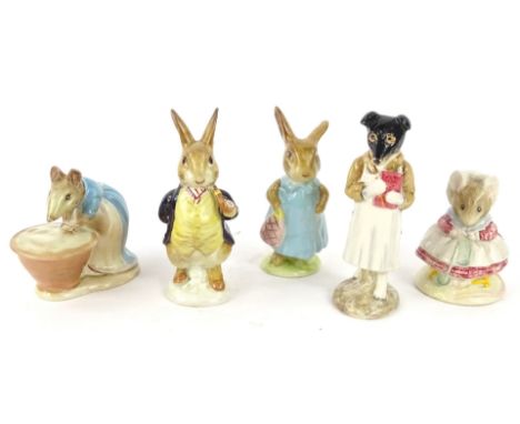 Various ceramic figures, to include a Beswick Anna Marie (gold back stamp), Mrs Flopsy Bunny (gold back stamp), Mr Benjamin B