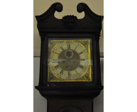 A George III figured mahogany eight day longcase clock by Charles Craig, Dublin, the square brass dial with cast cherub head 