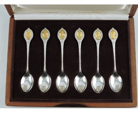 A cased limited edition set of six silver Queen's spoons 'The Sovereign Queen's Spoon Collection', Sheffiled 1977