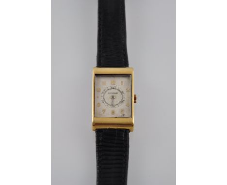 A Jaeger le Coultre yellow gold and stainless steel vintage gentleman's wristwatch, the cream dial applied gilt Arabic numera