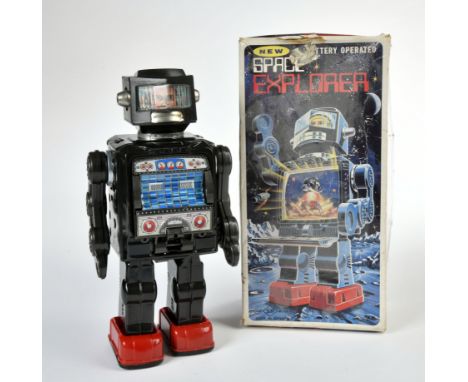 Horikawa, Space Explorer, Japan, 33 cm, Blech, Bat. Antrieb nicht geprüft, LM, Okt, Z 2-3