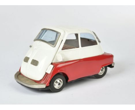 Bandai, Isetta, Japan, 17 cm, Blech, Friktion ok, LM, Z 2