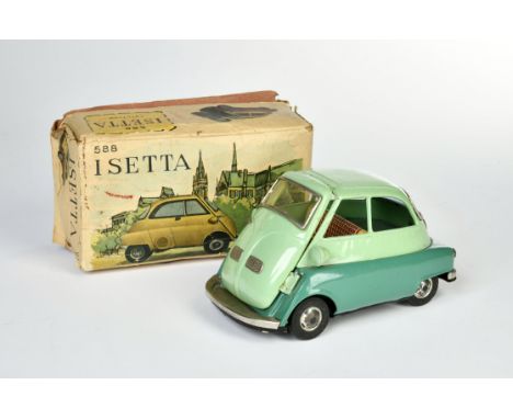 Bandai, Isetta, Japan, 17 cm, Blech, Friktion ok, LM, Okt Z 3, Z 2-3