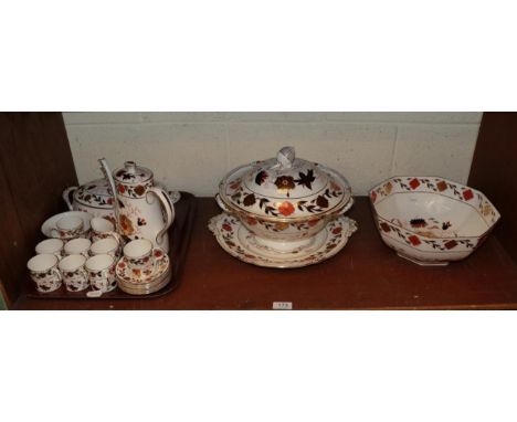 Royal Crown Derby including soup tureen, cover and stand, a large octagonal bowl, a vegetable tureen and cover and a coffee s