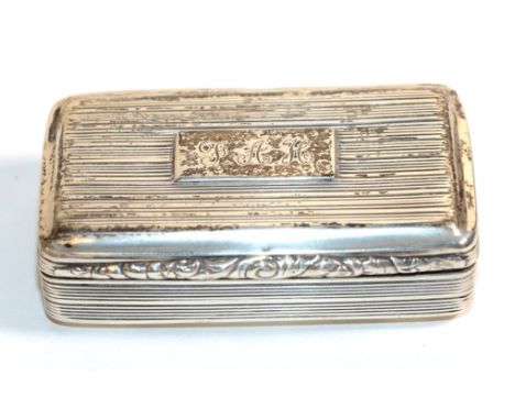 A Georgian silver rectangular snuff box, with reeded decoration, Birmingham 1828