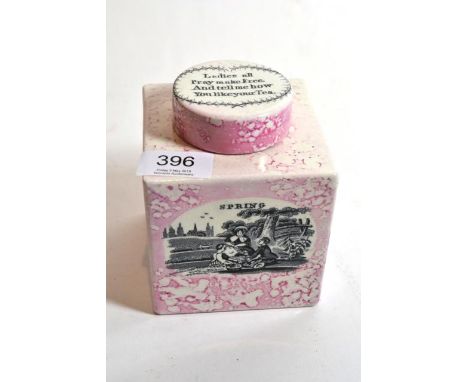 A 19th century pink lustre tea caddy 