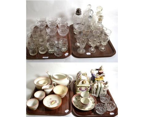 A 19th century shell decorated tea service possibly Minton and 18th century and later decorative ceramics and glass