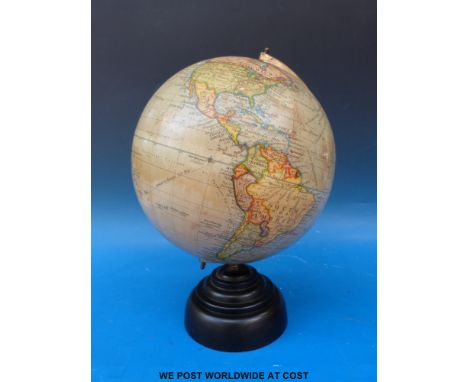 A c1930 globe, approximately 30cm in diameter