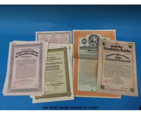 Nine Nazi share certificates 