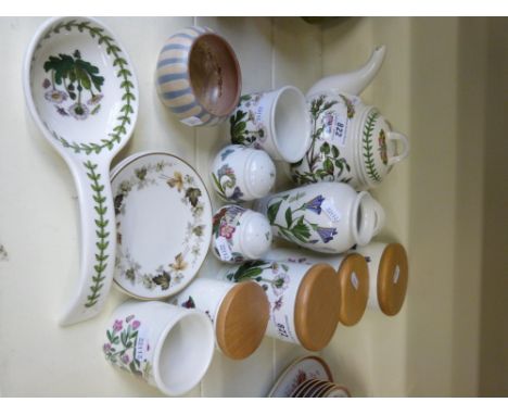 A collection of Portmeirion "Botanic Garden" to include a teapot, spice jars, salt and pepper etc