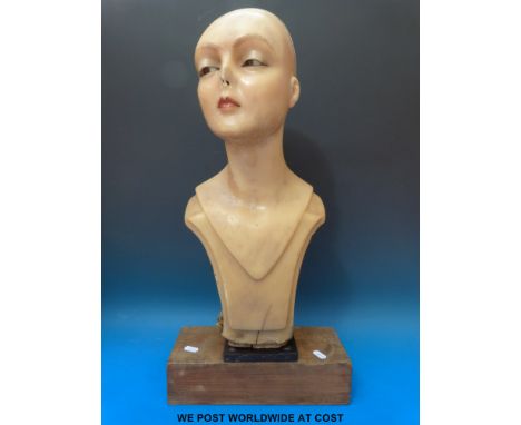 A vintage wax point of sale/shop fitting display mannequin head (c1920's/30's)