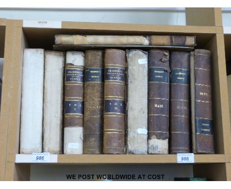 A collection of Chambers Journal and Chambers Information for the People, 10 volumes, quarter-leather mottled board, c.1842-1