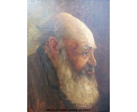 Karel Collens (1869-1901) oil on canvas laid on board, half bust portrait of a bearded gentleman (39 x 29cm) 