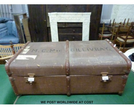 A steamer style trunk