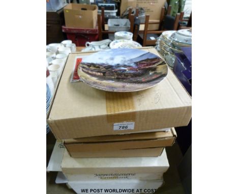 A quantity of collector's plates to include Wedgwood, Royal Worcester, trains, V.E Day etc 