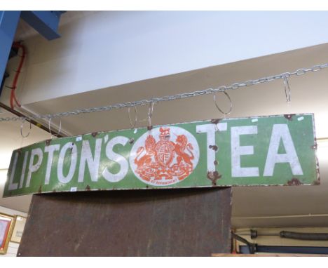 An enamel advertising sign for Lipton's Tea (30 x 182cm) 