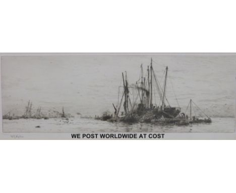 W Wyllie, two seascape engravings, both signed bottom left in pencil (both 10.5cm x 32cm) 