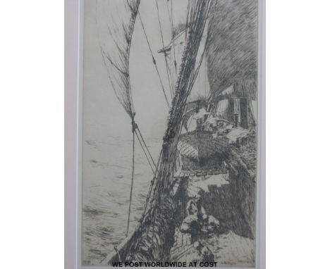 Rowland Hilder signed limited edition (44/175) etching "Oak Farm Flooded" (14.5cm x 26cm), together with Arthur Briscoe (1873