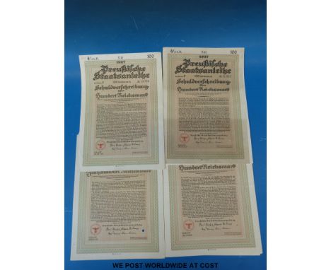 Nine Nazi share certificates 