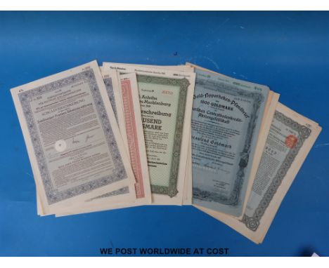 Sixteen share certificates signed off by Hitler