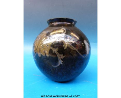 Bohemian Art glass globe vase with applied decoration