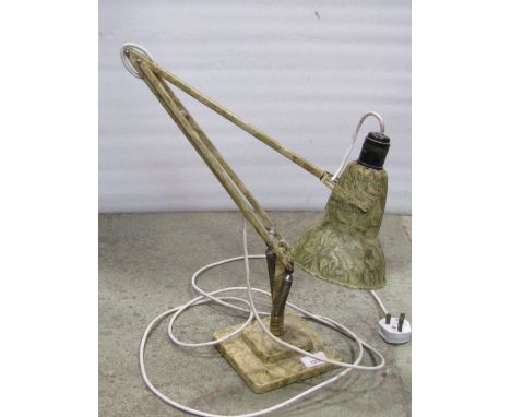 A vintage Herbert Terry anglepoise table lamp with two step square base and all over painted, simulated marble finish