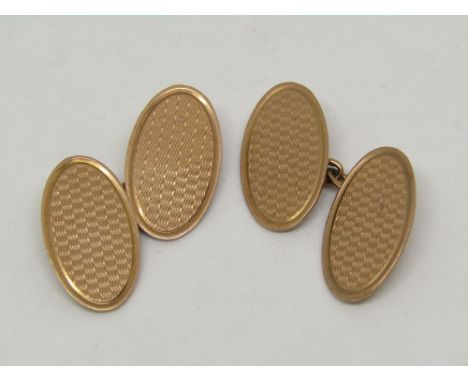 Pair of 9ct engine turned cufflinks, 5.1g total