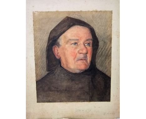 A group of six unframed, late 19th century watercolour and pencil portrait studies including a young woman with basket, elder