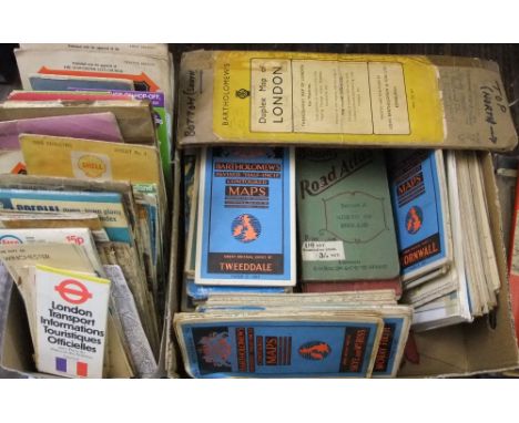 A large collection of vintage and other Ordnance Survey maps and motoring atlases including examples by Bartholomew's